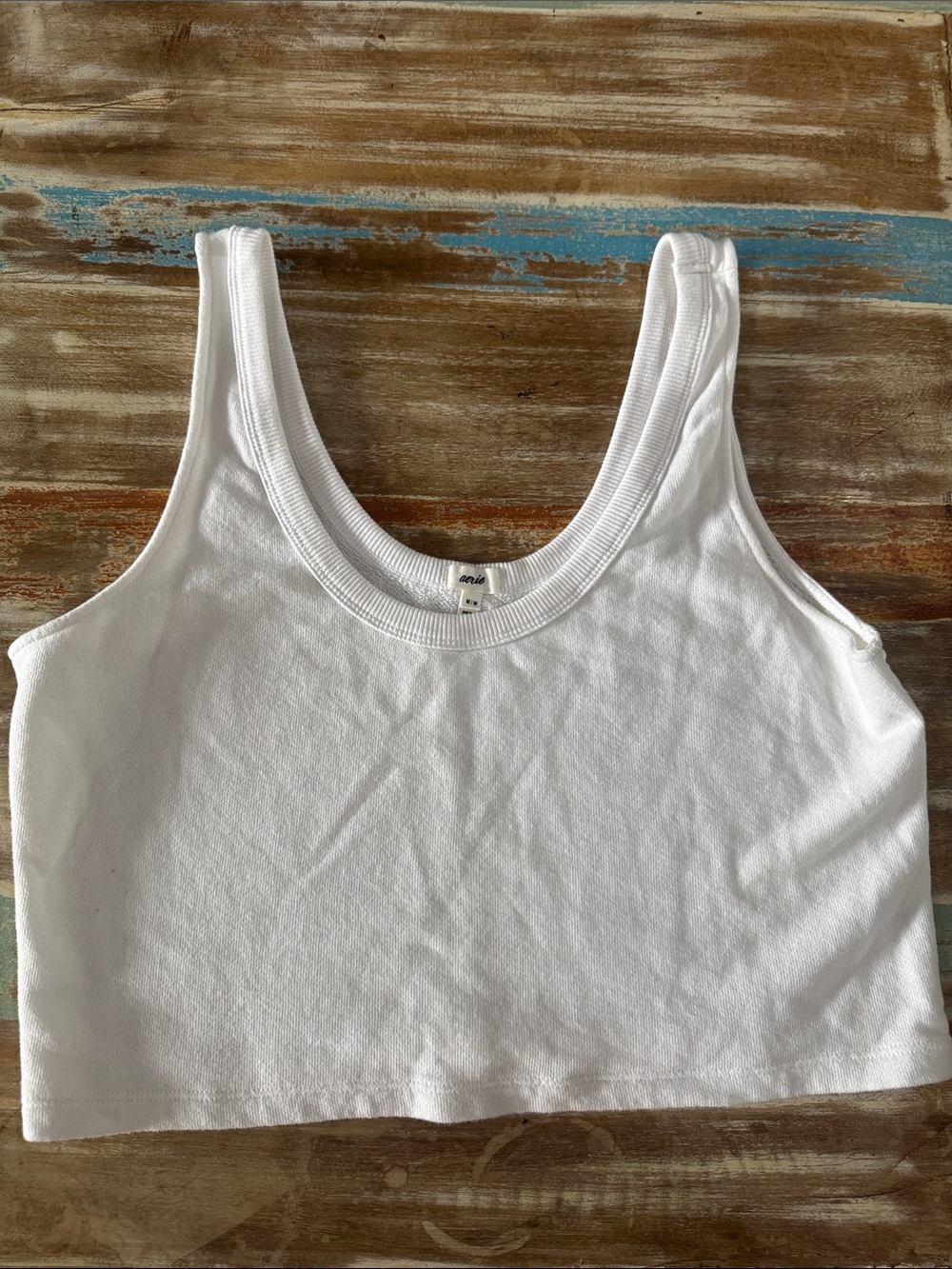 Aerie White Ribbed Tank Crop Top - Women